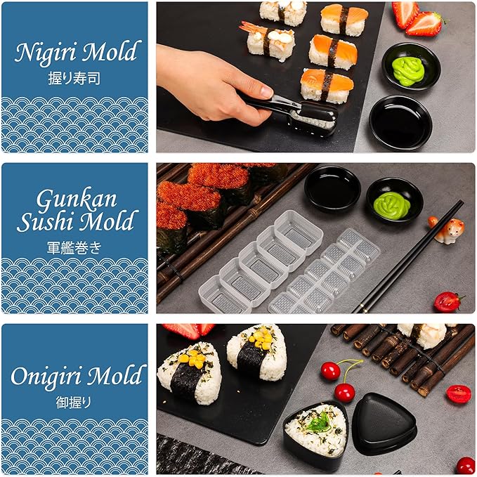 FUNGYAND Sushi Making Kit, 32-in-1 Complete Set with Bazooka Roller, Nigiri & Musubi Presses, Bamboo Mats, Knife, Peeler, Animal Rice Molds, Chopsticks & More – Perfect for Family Fun