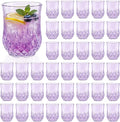 40 Pack Plastic Stemless Wine Glasses,12oz Unbreakable Vintage Elegant Drinking Glass Set,Reusable Fancy Cocktail Cups for Party, Wedding, and Bulk Events (40, 12oz-Purple)