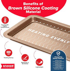 BAKKEN Kitchen Baking Pans - Nonstick Brown Coating, 13.18’’ × 8.66’’ Commercial Grade Carbon Steel Cookie Sheet, Baking Kitchen Essentials, PFOA, PFOS, PTFE Free, Oven Safe Tray (450° F), Brown