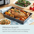 Chicago Metallic Petite Roast Pan Set with Rack, 10x7 inch Nonstick Toaster Oven Baking Pan, Perfect for Single Serving Meals and Small Batch Cooking