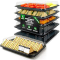 5 Pack Catering Trays with Lids – 17" Serving Tray with Lid, Heavy Duty Recyclable Plastic Party Platters for Catering, Buffet, Picnics & Events – Food Trays with Clear Lid (17.72 x 12.20 x 2.95 inch)