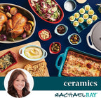 Rachael Ray Ceramics Au Gratin Set, Rectangular, Two 12-ounce, Agave Blue