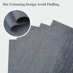 Leetaltree Denim Blue Placemats Set of 8 - Heat Resistant Non-Slip Place mats for Dining Table, Washable Durable PVC Vinyl Woven Table Mats（Denim Blue, 8）