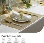Leetaltree Gold Placemats Set of 6 - Heat Resistant Non-Slip Place mats for Dining Table, Washable Durable PVC Vinyl Woven Table Mats(Luxury Gold, 6)
