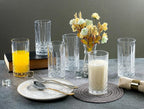 Lorren Home Trends Tall 12 Ounce Drinking Glass-Textured Cut Glass, Set of 6