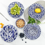 LEHAHA 12 Pieces Modern Porcelain Dinnerware Set，Service for 4, Ceramic Plates and Bowls Sets, Kitchen Dinner, Salad, Dessert Plate and Cereal Bowl Set, Ceramics Dishes Set, Blue and White