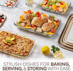 COOK WITH COLOR 8-Piece Deep Glass Baking Dish Set with Plastic Lids – Casserole and Food Storage Containers for Lasagna, Leftovers – Freezer-to-Oven, Microwave & Dishwasher Safe, Brown