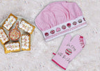 AMOUR INFINI Apron and Hat Set, 3 Pcs- Adjustable Kitchen Apron Oven Mitts Set