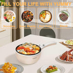 Dezin Hot Pot Electric Upgraded, Non-Stick Sauté Pan, Rapid Noodles Electric Pot, 1.5L Mini Portable Hot Pot for Steak, Egg, Fried Rice, Ramen, Oatmeal, Soup with Power Adjustment