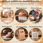 Sourdough Starter Kit with Glass Starter Jar & Banneton Bread Proofing Basket, Complete Sourdough Bread Baking Supplies and Tools for Home Bakers, Gift Sourdough Kit for Baking Lovers