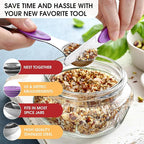 Spring Chef Stainless Steel Magnetic Measuring Spoons Set of 8 with Leveler, Nesting Metal Teaspoon & Tablespoon Measuring Spoons for Food, Heavy Duty Kitchen Gadgets for Baking & Cooking - Orchid