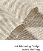 Leetaltree Beige White Placemats Set of 4 - Heat Resistant Non-Slip Place mats for Dining Table, Washable Durable PVC Vinyl Woven Table Mats(Beige White, 4)