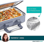 Rachael Ray Lugger Duo, Insulated Casserole Carrier for Hot or Cold Food, Thermal Lasanga Lugger Tote for Potluck, Parties, Picnic, and Cookouts, Fits 9" x 13" Baking Dish, Slate Stripe