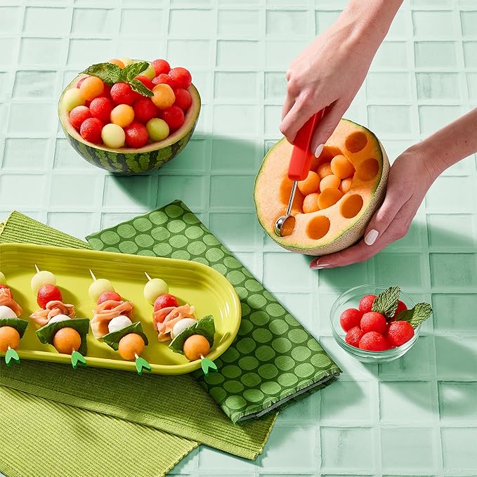 Chef'n Watermelon Scooper and Slicer - 2-in-1 Fruit Scooping Tool and Melon Baller Set for Quick Watermelon Cubes, Fruit Prep, and Summer Snacking - Nesting Kitchen Essentials