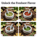 PriorityChef Heavy Duty Natural Granite Mortar and Pestle Set, 4 Cup Carved from Natural Granite, Make Fresh Guacamole, Stone Grinder Bowl, Herb Crusher, Spice Grinder, White