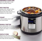 Zavor LUX Edge 6 Quart Programmable Electric Multi-Cooker: Pressure Cooker, Slow Cooker, Rice Cooker, Yogurt Maker, Steamer and more - Stainless Steel (ZSELE02)