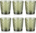 Joeyan Green Vintage Drinking Glasses,Embossed Water Glass Cups,Colored Decorative Glass Tumblers,Elegant Glassware Cups for Beverages Juice Cocktail Beer,11 oz,Set of 6,Dishwasher Safe
