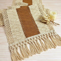 FEXIA Boho Table Runner 48 Inches Long Thanksgiving Decor with Tassels Farmhouse Style for Party Wedding Baby Bridal Shower Dining Decor Middle Brown (12x48 Inches)
