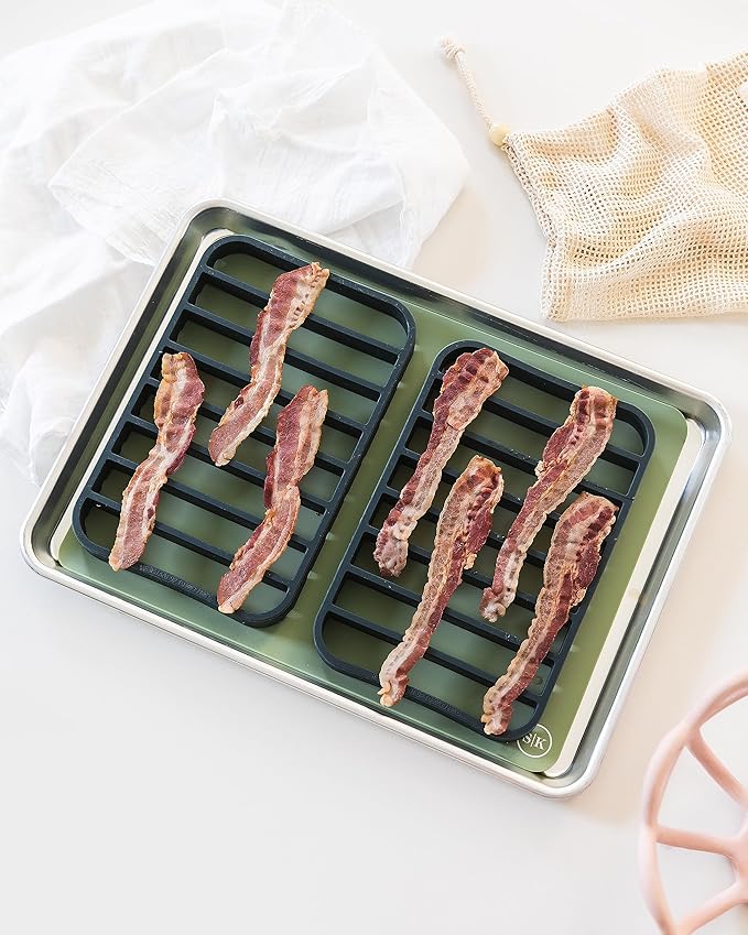 The Silicone Kitchen Silicone Roasting Rack Pan Extra Large, Dishwasher Safe, BPA Free, Non-Toxic, 7 in by 10.75 in, Navy, 2 Pack