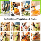 Spring Chef Vegetable Peelers for Kitchen - Stainless Steel Swivel, Y & Julienne Peelers, Potato Peelers with Soft Grip Handles, Kitchen Utensils Set of 3 for Fruits, Veggies, Apples, Carrots