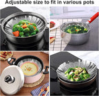 Zocy Steamer Basket, Stainless Steel Vegetable Steam Baskets for Steaming Cooking Expandable to Fit Various Size Pot (5.5" to 9.3")
