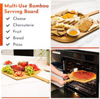 Loftern Wooden Pizza Peel 16 Inch Board with Engraved Sizes - Multi-Purpose Bamboo Pizza Cutting Board, Wood Pizza Peel, Pizza Spatula Paddle, and Serving Board with Size and Cutting Guide