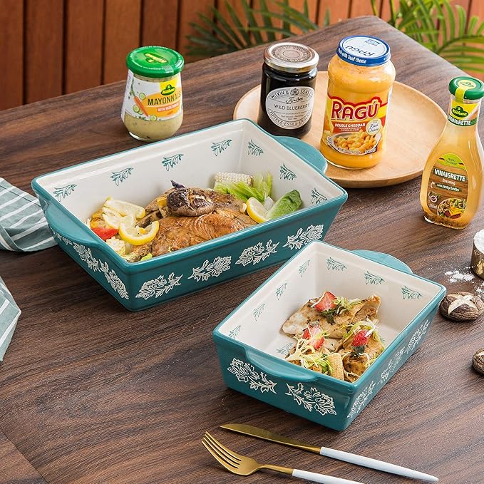 Wisenvoy Baking Dish Ceramic Lasagna Pan Casserole Dish 3-Piece Bakeware Sets Baking Dishes Baking Set Baking Dish Set