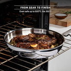 T-Fal Pro Tri-Ply Stainless Steel Cookware Set, 3-Piece Induction Cookware, Oven Safe 500F, Fast & Even Heat, Professional Quality, Durable Pots and Pans Set, Fry Pan, Silver
