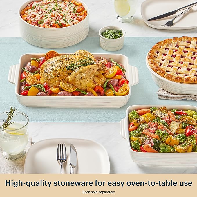Pyrex (8-Piece) Ceramic Complete Bakeware Set, Nonstick Pie, Casserole, Cake, Lasagna Oven Pans, Bakers, For Baking, Roasting, Steaming