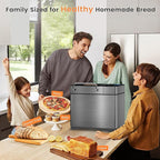 KBS 710W 2LB Bread Maker Dual Heaters, 17-in-1 Stainless Steel Bread Machine with Healthy Ceramic Pan, Automatic Nut Dispenser, Tempered Glass Touch Panel, 3 Crust Colors, 15H Timer& Keep-Warm,Recipes