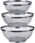 3 Pack Strainers for Kitchen, 18/8 Stainless Steel Colander, Fine Mesh Strainer for Pasta, Rice and Fruit, Sieve for Strain, Drain, Rinse or Steam (5-Quart, 4-Quart and 3-Quart)