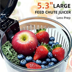 Cold Press Juicer Machines, 5.3” Large Feed Chute Slow Masticating Juicer for Whole Fruits & Vegetables, Easy Clean, 300W Quiet Juice Extractor, 99% High Juice Yield, Red