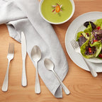 Amazon Basics Silverware Set, Stainless Steel Flatware, Dishwasher Safe, Service for 4, 20-Piece Forks and Spoons, Round Edge, Everyday Use