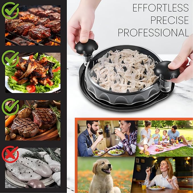 Chicken Shredder Tool Twist Large - 10'' Meat Shredder for Chicken Breast, Kitchen Gadgets Meat Grinder Machine with Brush,Strong Anti-Slip Strip,BPA Free, Suitable for Pork Beef Chicken