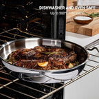T-Fal Pro Tri-Ply Stainless Steel Large Dutch Oven Pot with Lid, 6 Quart Induction Pot, Oven Safe 500F, Lid 350F, Fast & Even Heat, Professional Quality & Durability, Silver