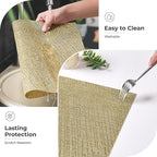 Leetaltree Gold Placemats Set of 4 - Heat Resistant Non-Slip Place mats for Dining Table, Washable Durable PVC Vinyl Woven Table Mats(Luxury Gold, 4)