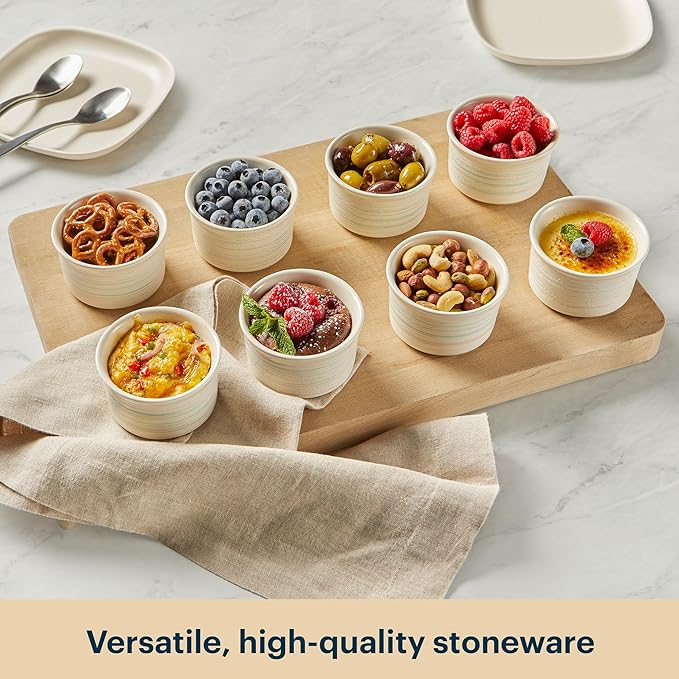 Pyrex (8-Piece, 6oz) Ceramic Ramekin Bakeware Set, Nonstick Souffle Oven Pans, Bakers, For Baking, Roasting, Steaming