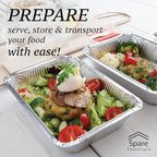 Spare Essentials 55 Pack - 2.25 LB To Go Aluminum Containers with Lids - Heat Proof Foil Tins for Meal Prep, Take Out, Freezer Meals