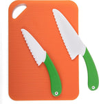 MasterChef Junior Kids Knife & Cutting Board Set- Includes Real Cutting Tools and 15 Cooking Baking Recipes- Silicone Non Slip Grip for Easy Use & Food Safe for Children- Party Activity Supplies Gift