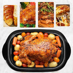 22 Quart Electric Roaster Oven with Visible & Self-Basting Lid, Large Turkey Roaster with Defrost Warm Function, Adjustable Temperature, Removable Pan Rack, Stainless Steel