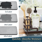 Consumest Sponge Holder for Kitchen Sink - Sink Caddy Organizer with Water Absorbing Stone Tray, Detachable Brush Holder, Stainless Steel Kitchen Counter Organizer Rack, Bronze