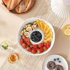 MALACASA Ceramic Chips and Dip Serving Tray, 12 Inch Large Divided Bowls Set for Salsa, Veggies & Dip, Appetizers, Snacks, Free-Form Serving Dish Platter for Parties Hosting & Entertaining, White
