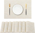 Leetaltree Wheat Placemats Set of 8 - Heat Resistant Non-Slip Place mats for Dining Table, Washable Durable PVC Vinyl Woven Table Mats（Wheat, 8）