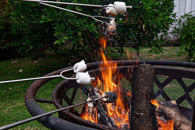 BBQ Dragon Smores Kit – 5 Extra Long Smore Sticks for Fire Pit – Telescoping Marshmallow Roasting Sticks – Durable Skewers for Smores and Hot Dogs – Outdoor Smores Kit with Color Handles