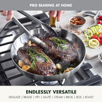 GreenPan Stainless Steel Tri-Ply Reserve 10” and 12” Frying Pan Skillet Set, Multiclad Cookware, Induction, Oven & Broiler Safe to 600°F, Heat Responsive Core, Dishwasher Safe, Gold Handles