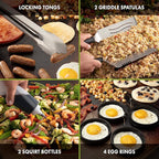 Cuisinart CGS-1312 12-Piece Tool Set, Outdoor Griddle Accessories-Spatula, Tongs, Scraper, Melting Dome, Squirt Bottle, Silicone Egg Ring
