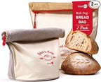 KNEADACE Bread Bags for Homemade Bread -Stylish Sourdough Bread Storage with Roll-Top Design, 100% Cotton & Food-Safe Lining, Eco-Friendly, Gift For Bakers & Home Bakers (2 Pack)