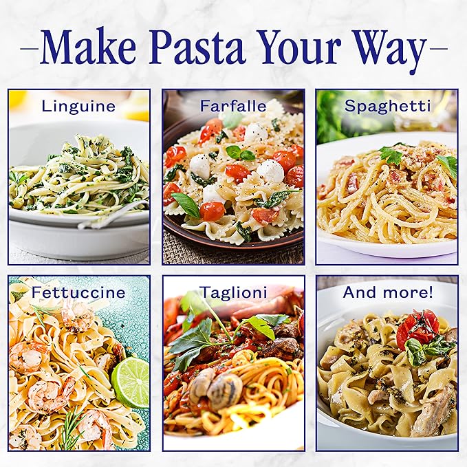 Nuvantee Pasta Maker with 7 Adjustable Thickness Settings - 2 in 1 Noodle Maker with Rollers and Cutter, Make Spaghetti, Fettuccini, Lasagna, & More