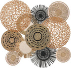 Tatuo 11 Pcs Boho Wall Basket Decor Bulrush Woven Wall Hanging Art Round Farmhouse Rustic Handmade Wicker for Summer Home, Bedroom, Living Room, Kitchen Decorations, Multi Sizes(Flower)