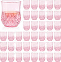 40 Pack Plastic Stemless Wine Glasses,12oz Unbreakable Vintage Elegant Drinking Glass Set,Reusable Fancy Cocktail Cups for Party, Wedding, and Bulk Events (40, 12oz-Pink)